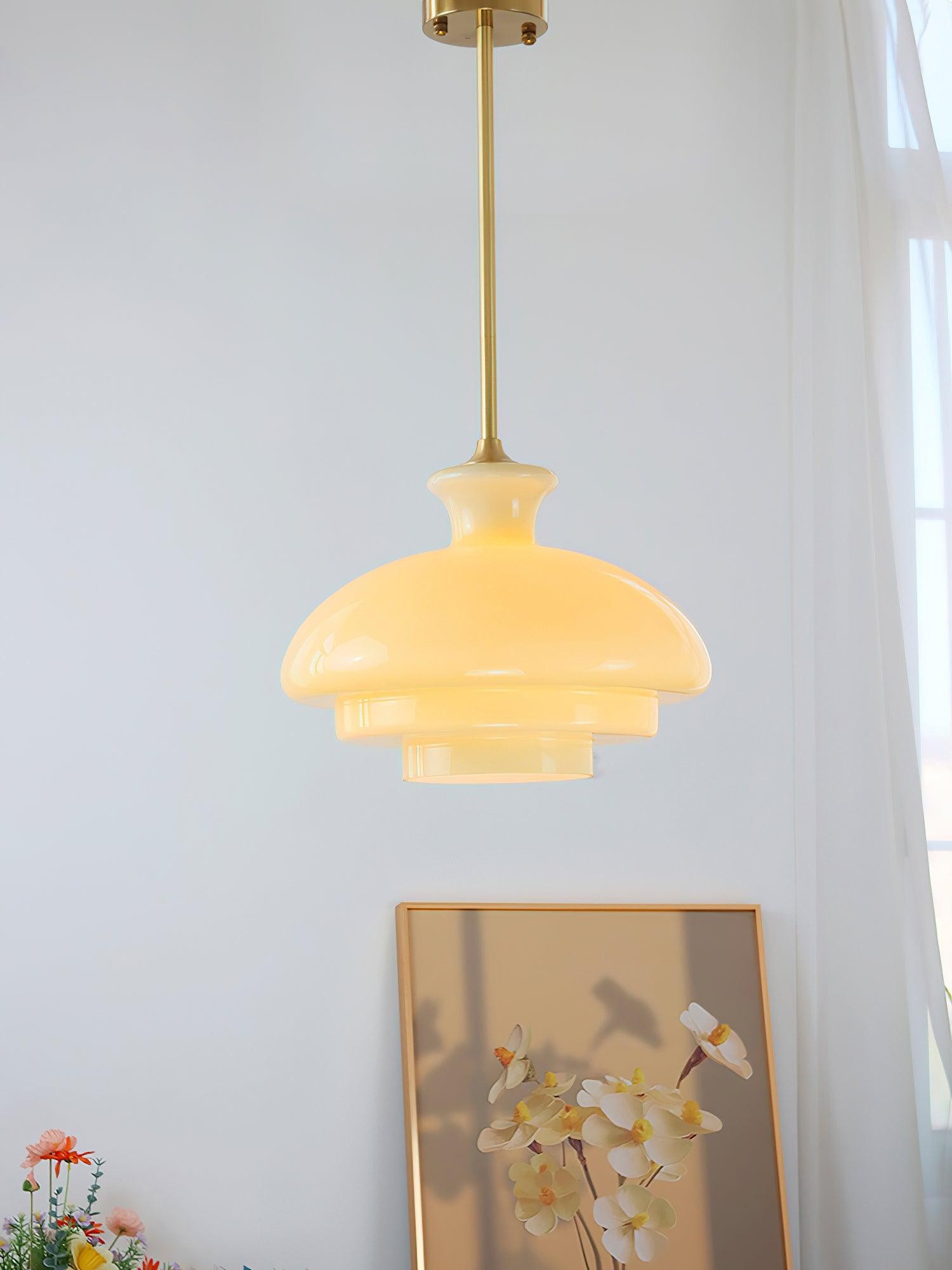 Round Yellow Stylish Simple Glass Pendant Lamp M520