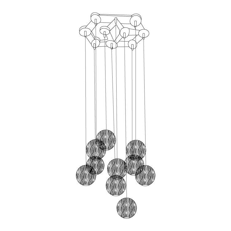 Wooden Orb Sphere Cluster Pendant Light G72