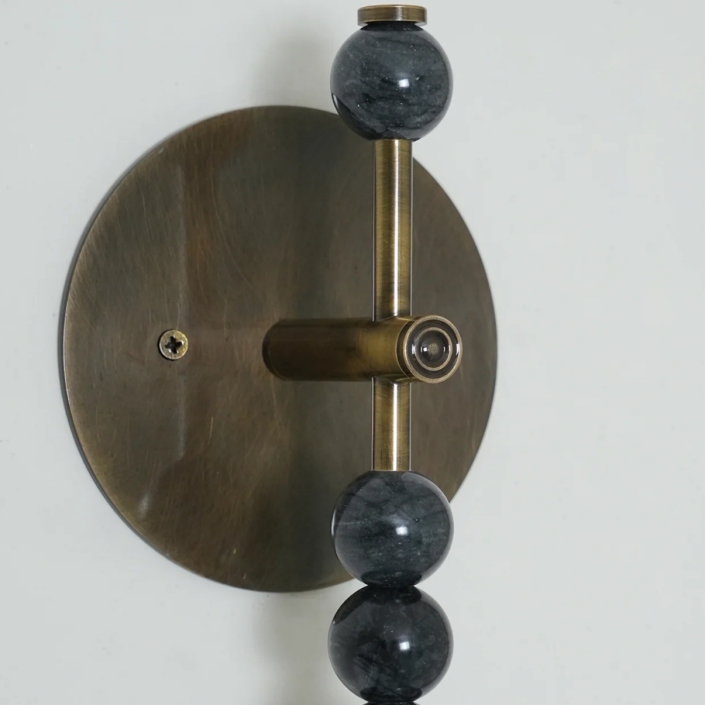 Dotmelle Contemporary Wall Lamp - Artistic Marble and Brass Wall Sconce for Bedroom or Entryway T1215