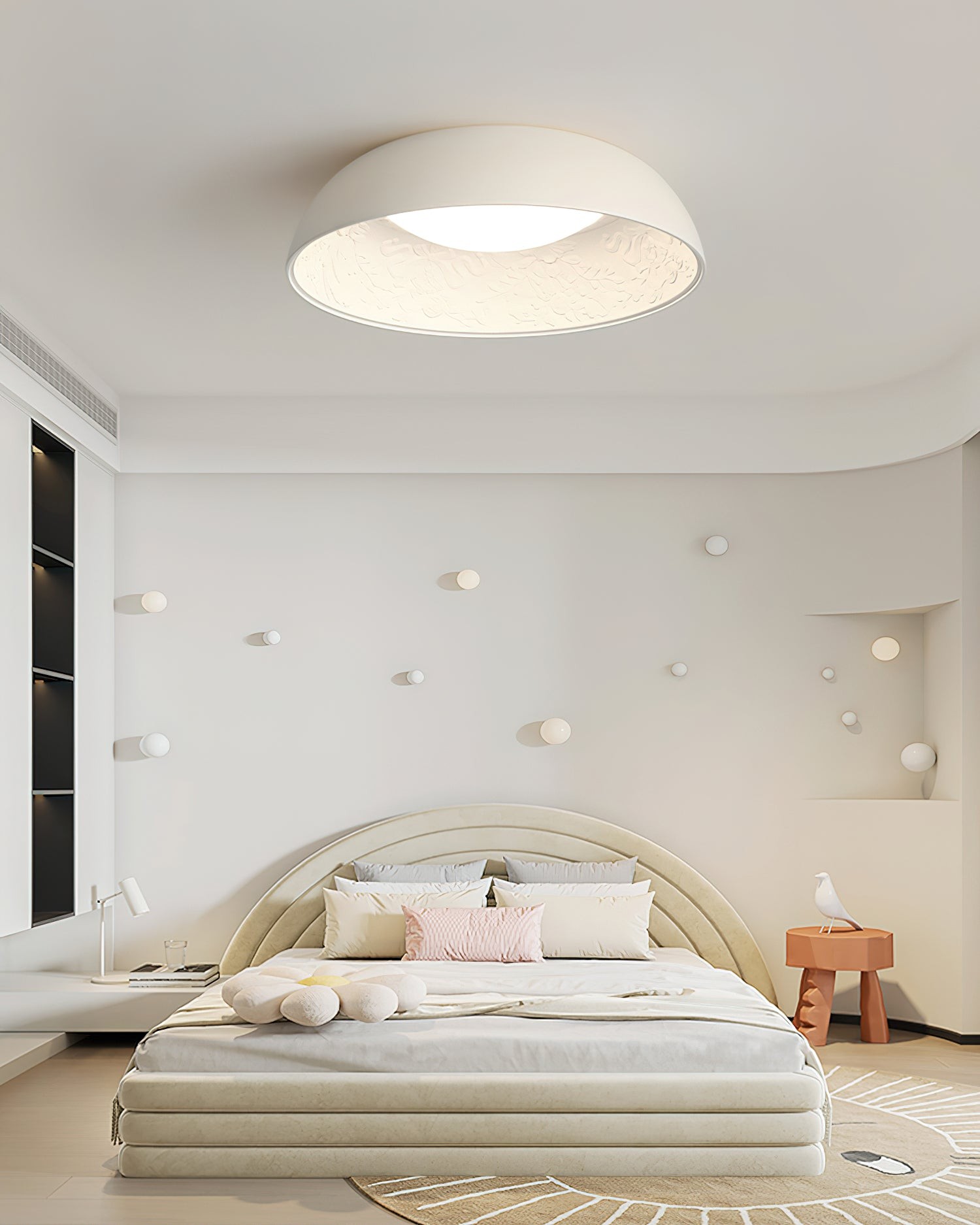 French Romantic Carved Round LED Ceiling Lamp M264