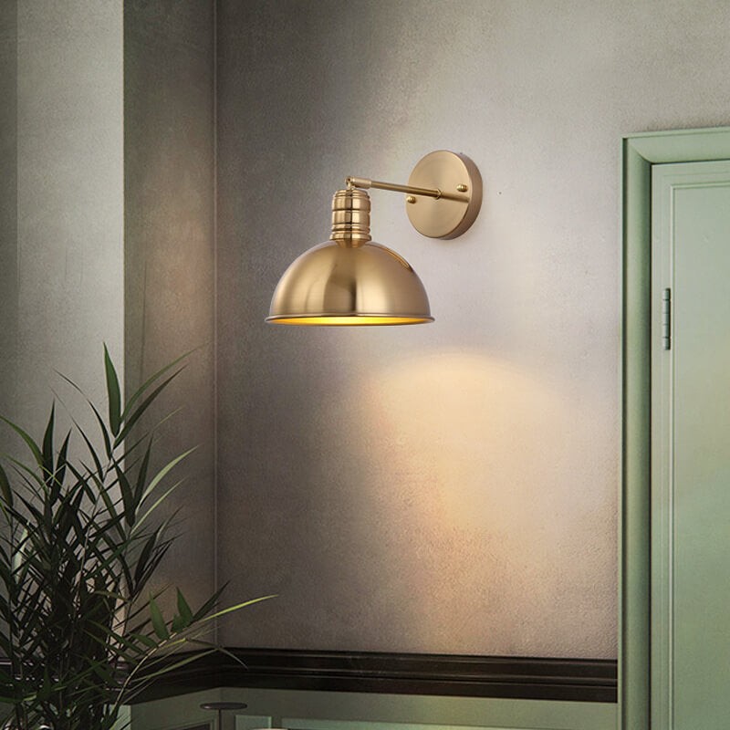 Modern Simple Iron Plated Brass Cone Round 1-Light Wall Sconce Lamp T179