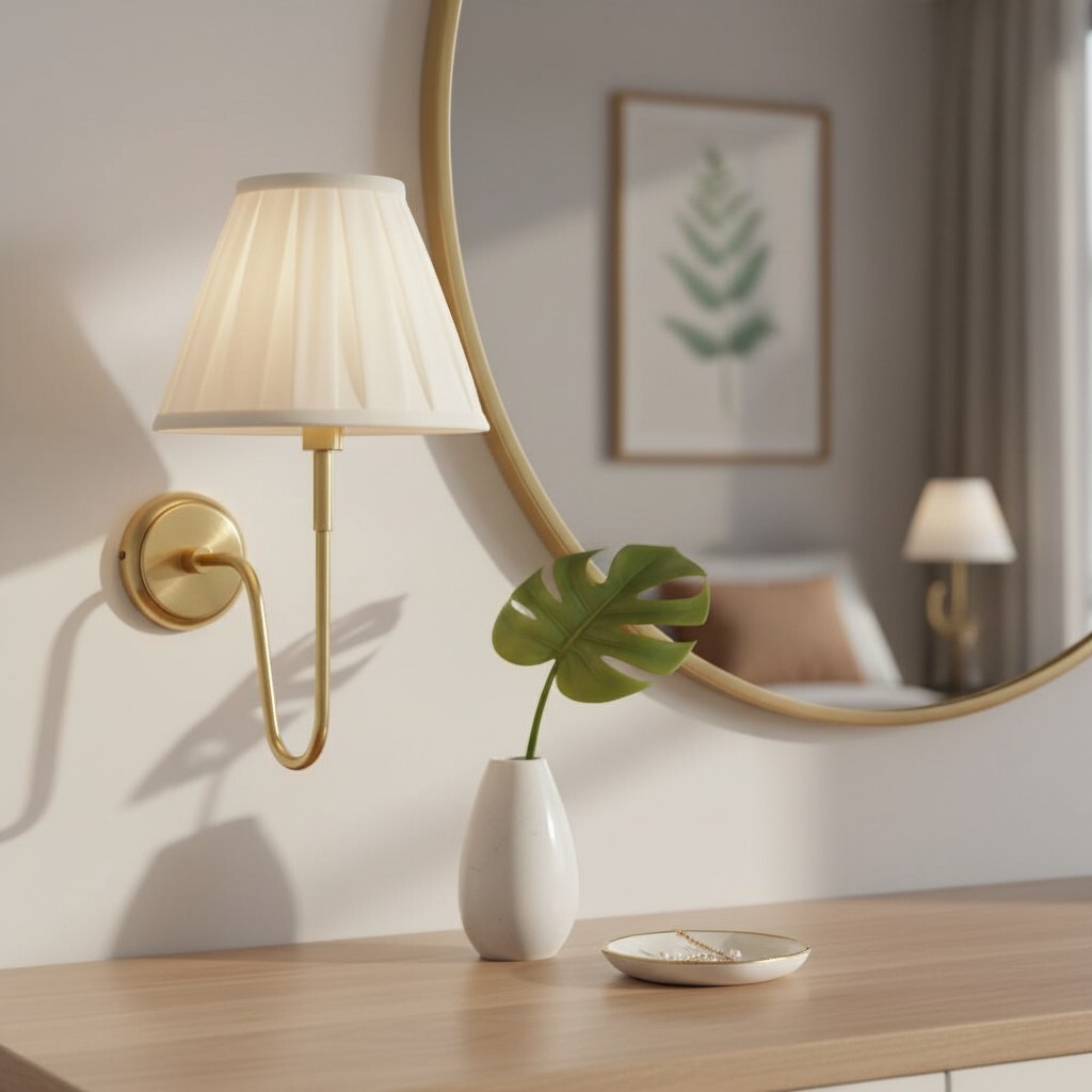 Ivoralux Tapered Fabric Wall Light - Modern Classic Curved Arm Sconce for Hallways or Bedrooms T948