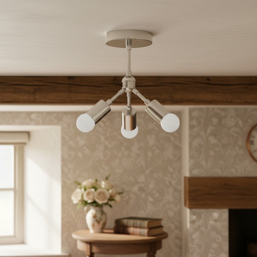 Mobilux Line Modern Brass Flush Mount - Minimalist Gold Ceiling Light for Bedroom T328
