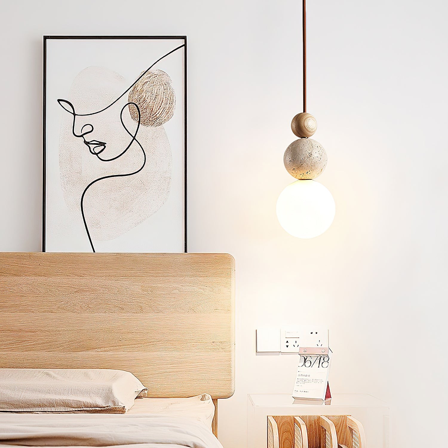 Modern Travertine Stone Globe Pendant Lamp G19