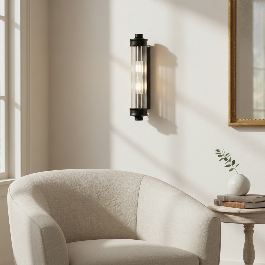 Bravira Ribbed Cylindrical Glass Sconce - Nordic Modern Wall Light U03