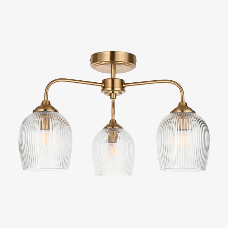 Brazara Multi-Light Glass Shade Pendant Lamp - Curved Metal Arms for Modern Homes T885