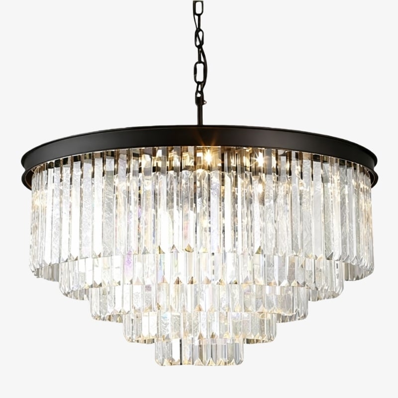 Aurevon Crystal Prism Metal Frame Modern Ceiling Chandelier for Home and Hotel T494