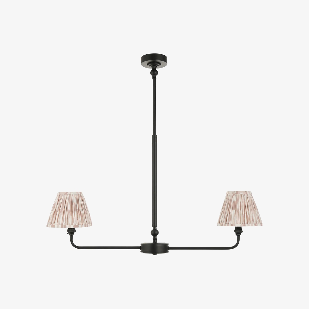Zevatik Classic Ikat Patterned Fabric Chandelier - Metal Bracket Chandelier T922
