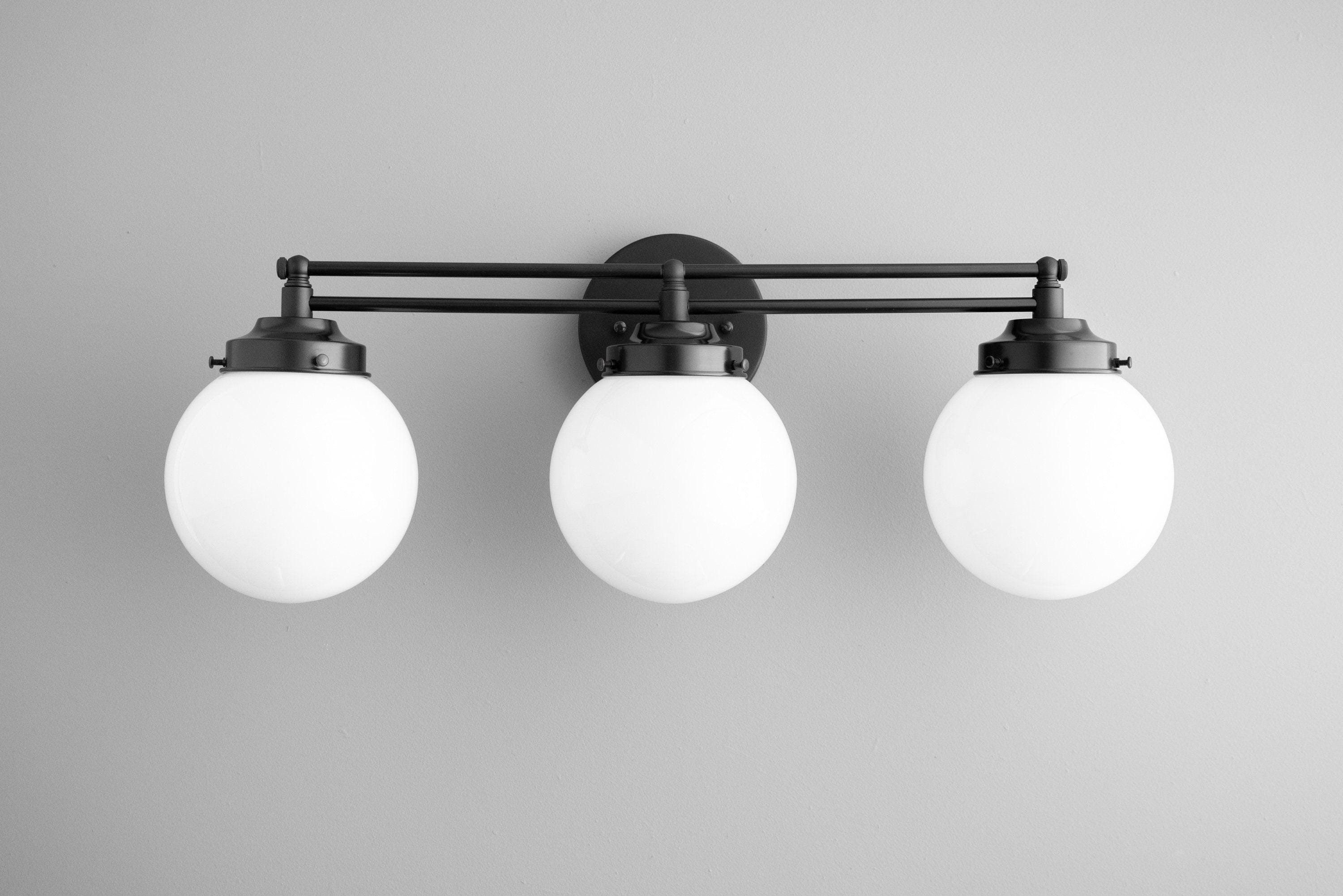 Glorica Glass Contemporary Vanity Light - 3 Light Globe Bathroom Fixture Opal Glass T352