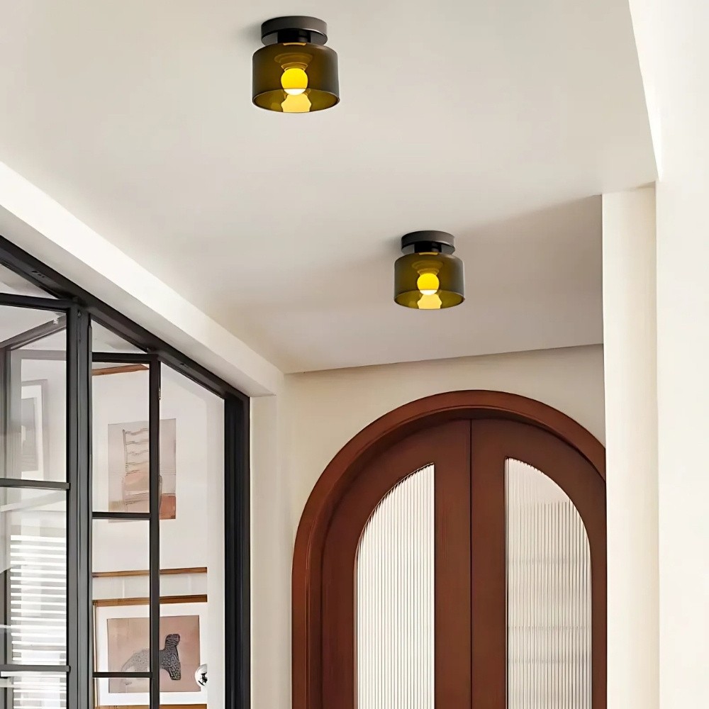 Morandi Cylinder Glass Ceiling Light – Colorful Touch For Hallway Spaces S216