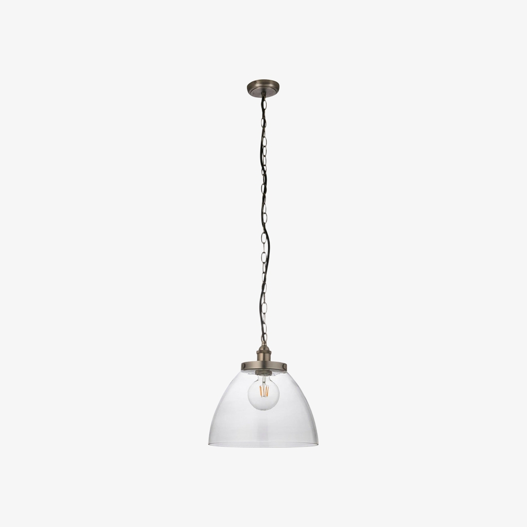 Novera Art Deco Dome Adjustable Height Glass Shade Pendant Light for Living Room T1008