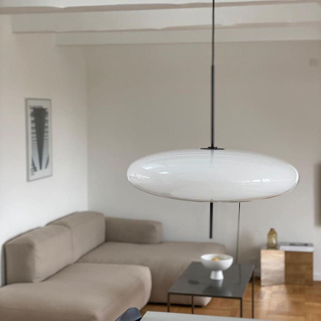 Modern Oval Pendant Light – Metal and Acrylic Pendant Lamp for Living Room