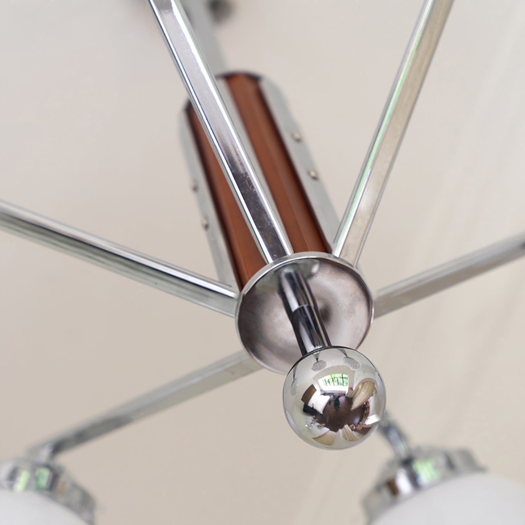 Mid Century Vintage Cream Glass Chandelier M158
