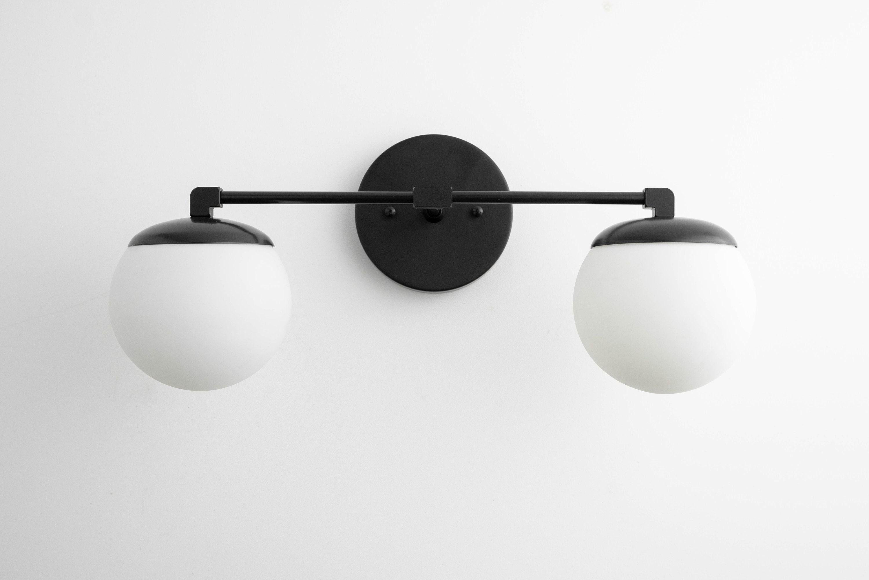Glorica Glass Vanity Light - Art Deco Brass Wall Globe Fixture Modern T392
