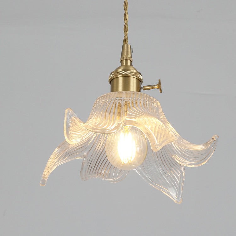 Traditional Japanese Brass Walnut Glass Ceramic Cylinder Conic Flower Bowl 1-Light Pendant Light For Dining Room T260