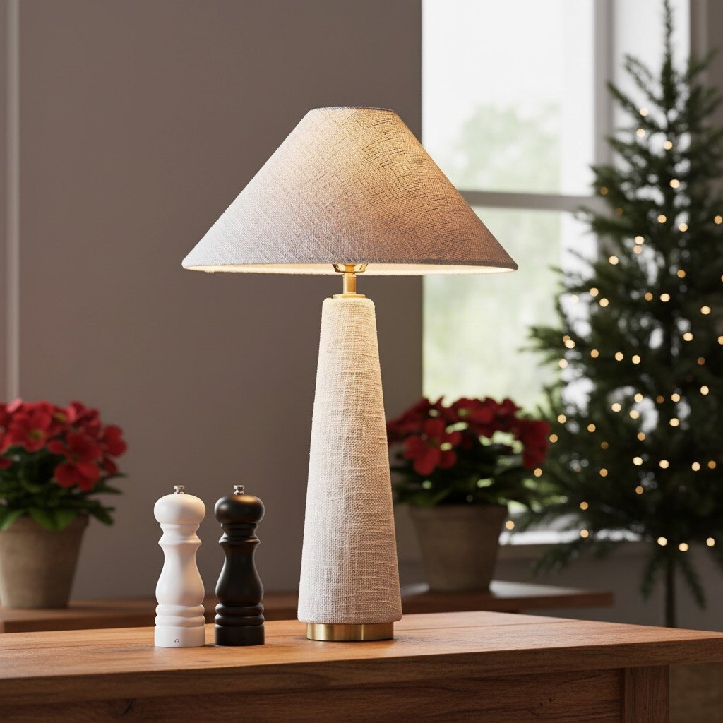 Ceruna Cone Shaded Table Lamp - Elegant Fabric for Living Room and Entryway T720