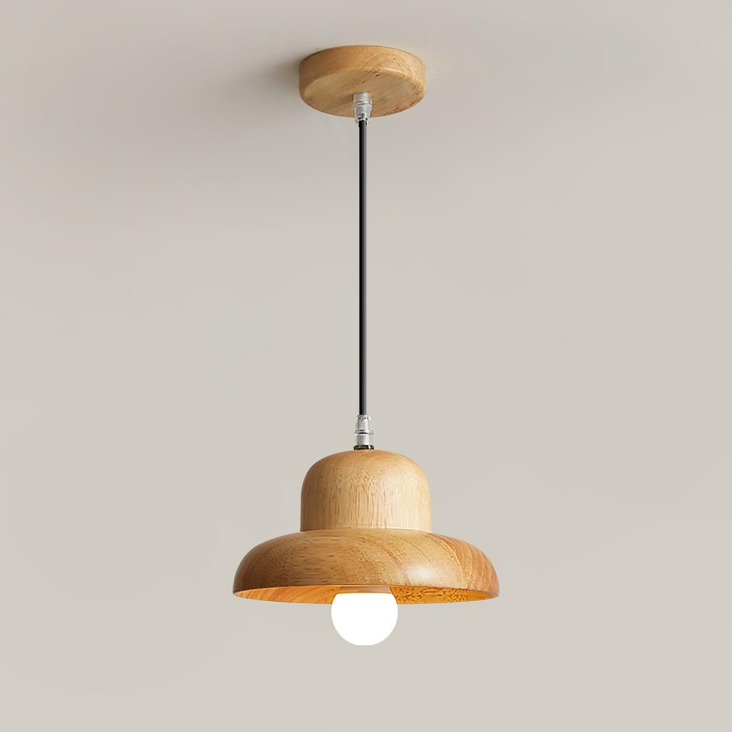 Wood Hat Pendant Lamp M195