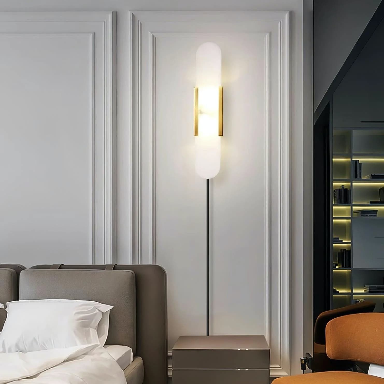 Alabaster Elongated Plug In Wall Lamp M135