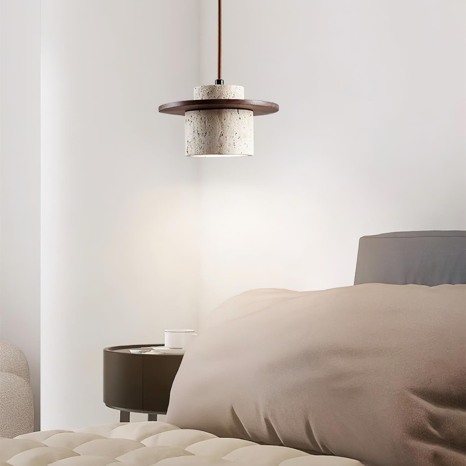 Elegant Textured Cylindra Stone Pendant Lamp G11