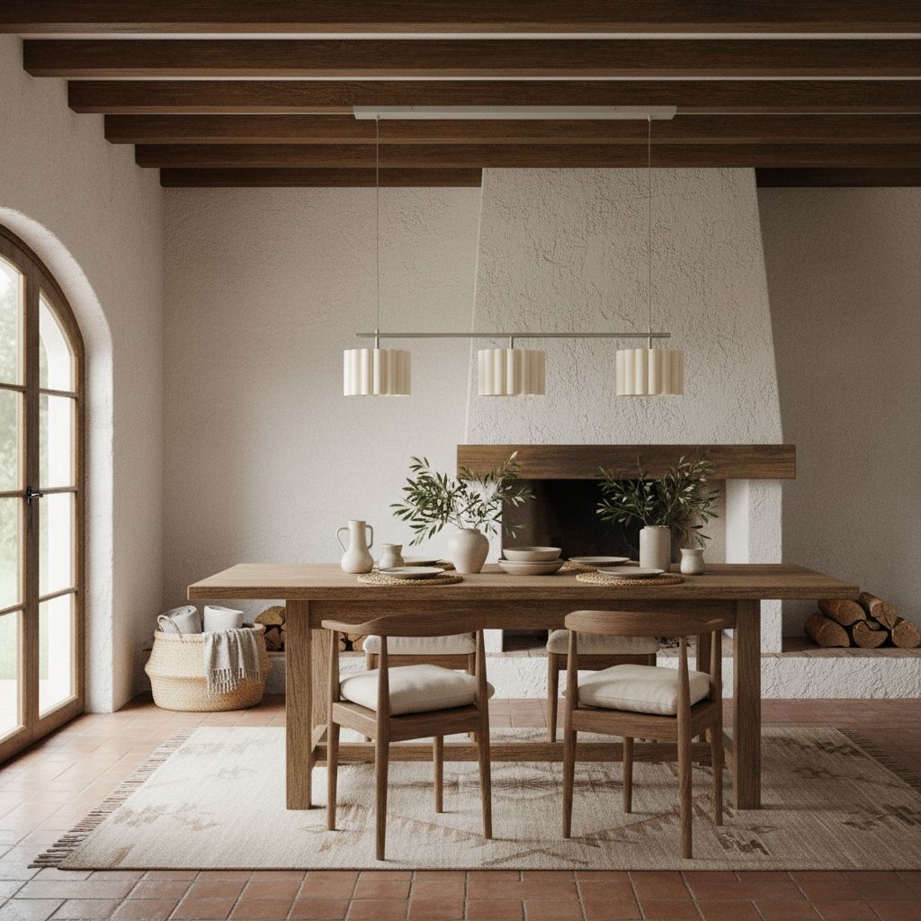 Velura Linear Pendant Light - Natural Linen Shade for Warm Ambiance T1069