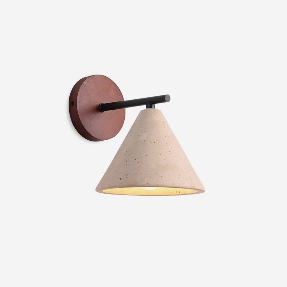 Textured Travertine Cone Wall Light - Minimalist Bedroom Sconce M56