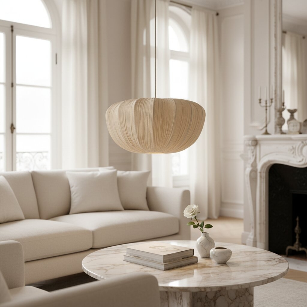 Linbron Soft Linen Shade Pendant - Elegant Light for Living T477