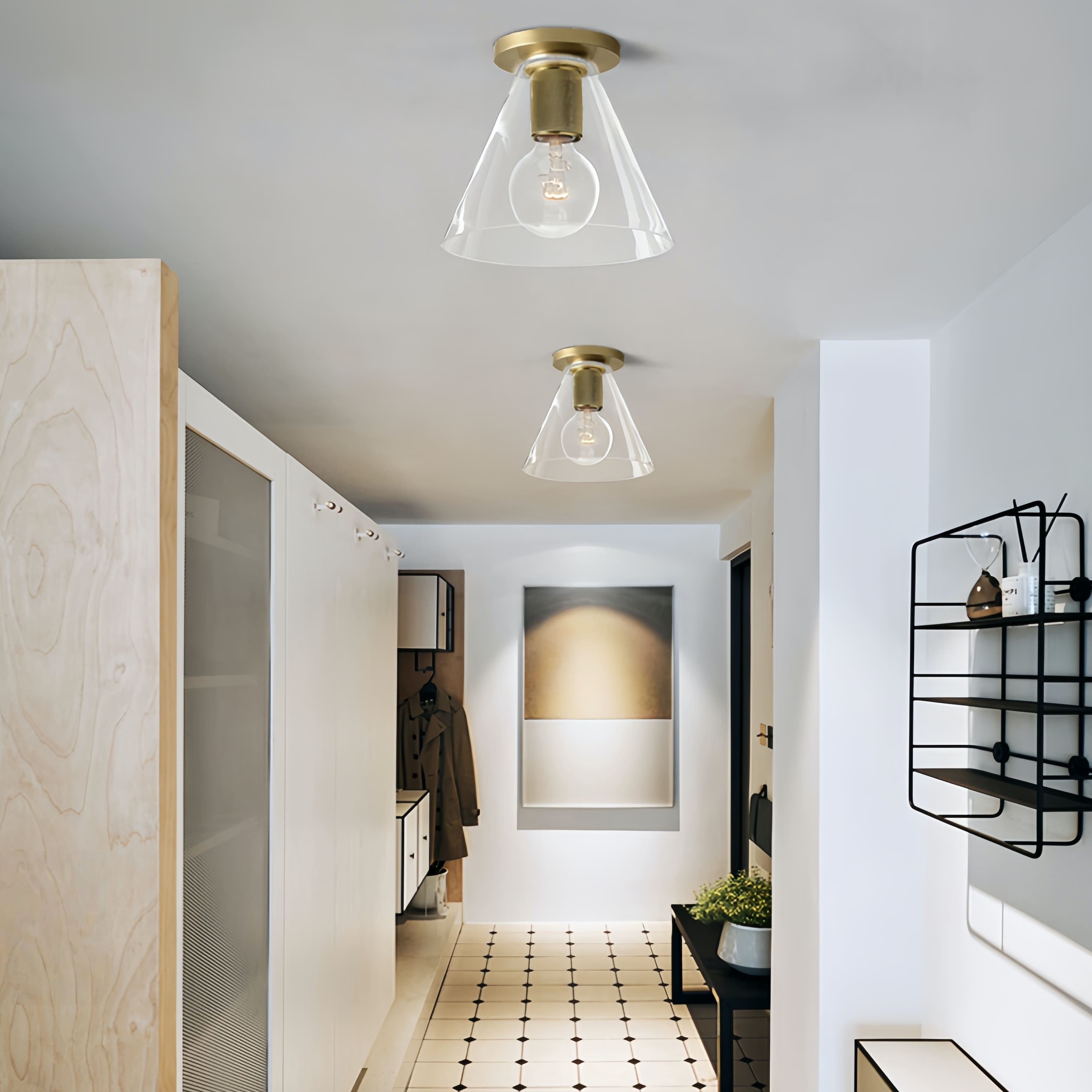 Versatile Flush Mount Light – Modern Glass & Open Bulb Design S232