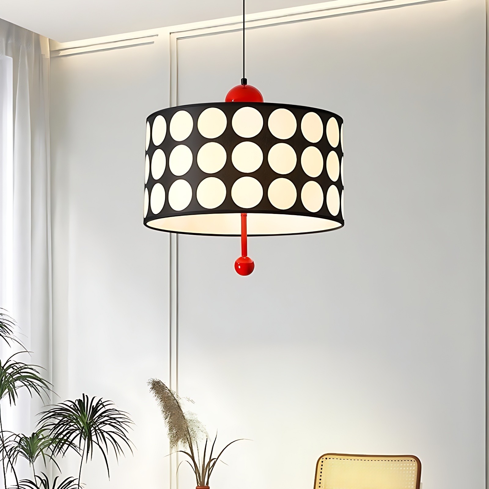 Polka Dot Lattice Pendant Lamp - French Vintage Light for Dining M165