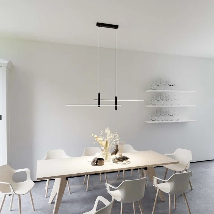 Modern Minimalist Sleek Metal Rod Chandelier M34