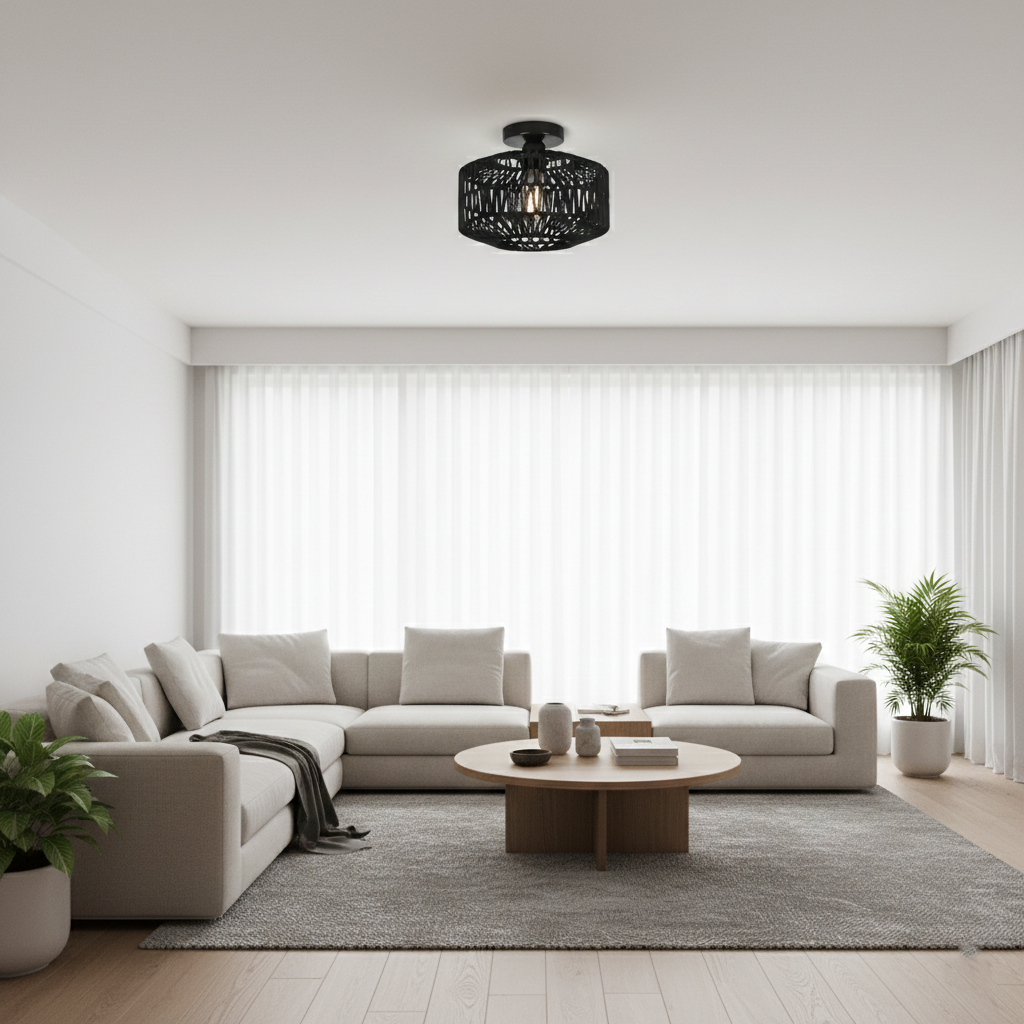 Woven Lantern Boho Radiance Rattan Ceiling Light T2070