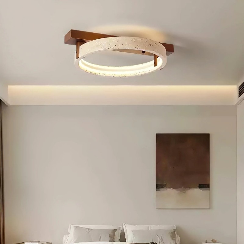 Modern Ring Horizon Travertine Ceiling Lamp for Living Room S300