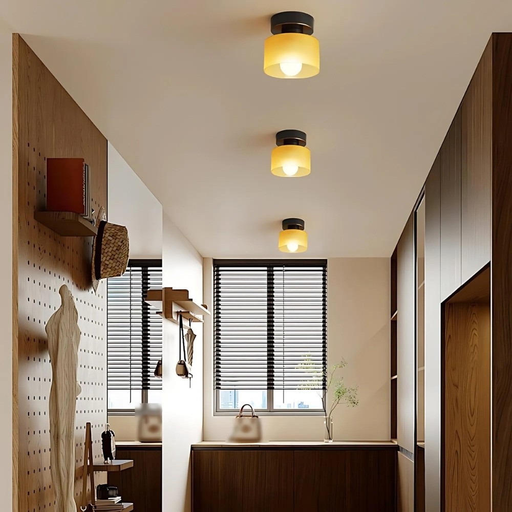 Morandi Cylinder Glass Ceiling Light – Colorful Touch For Hallway Spaces S216