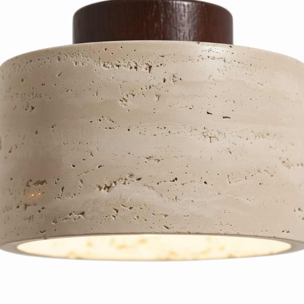 Travertine Modern Mini Pendant Light - Cylindrical Stone for Kitchen S412