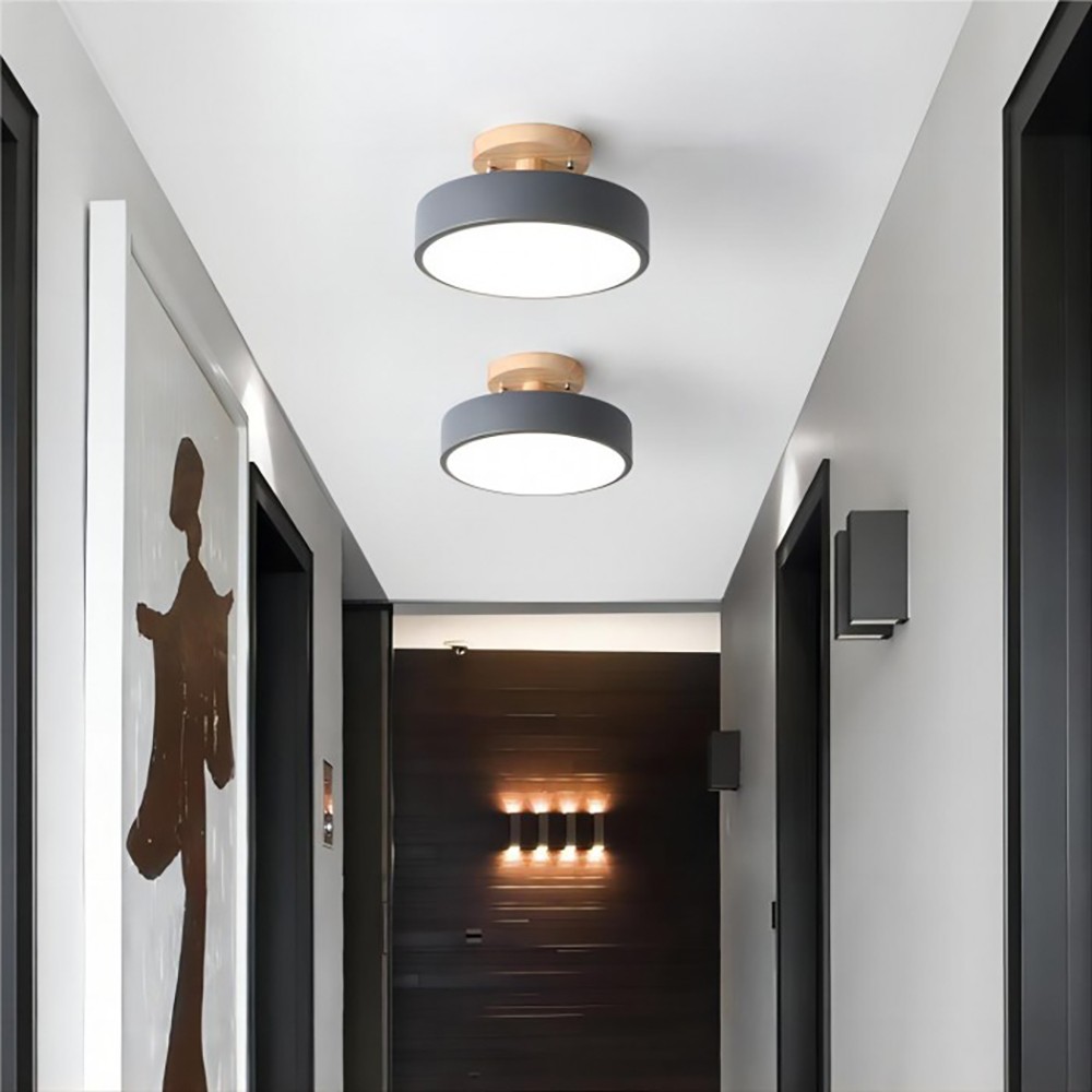 Nordic Macaroon Wooden Round Ceiling Lamp S90