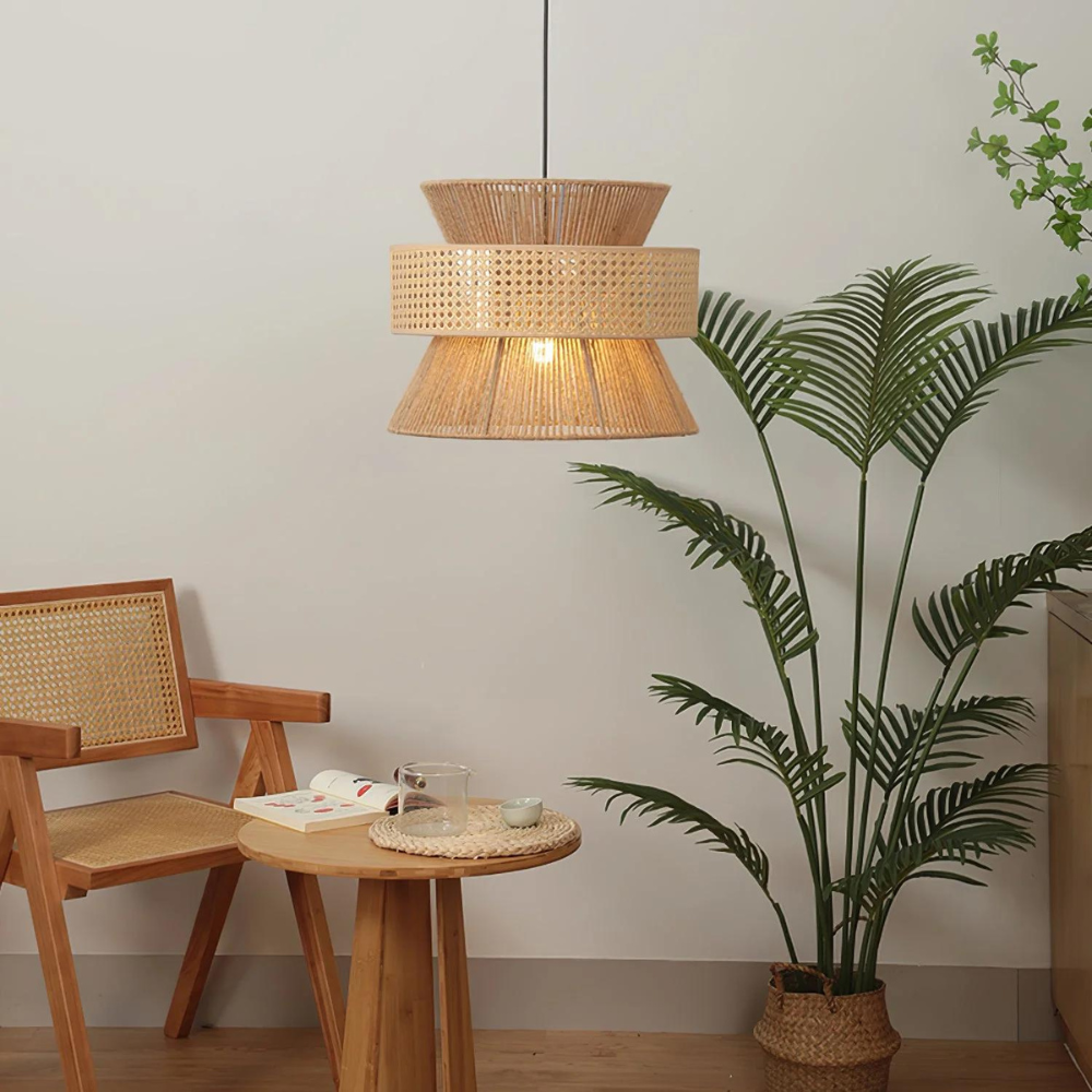 Handwoven Hemp Rope Rattan Veil Pendant Light T2037
