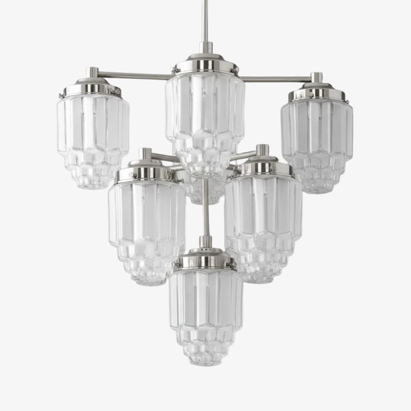 Tierlux Glass Textured Brass Chandelier – Timeless Lighting with Style T375