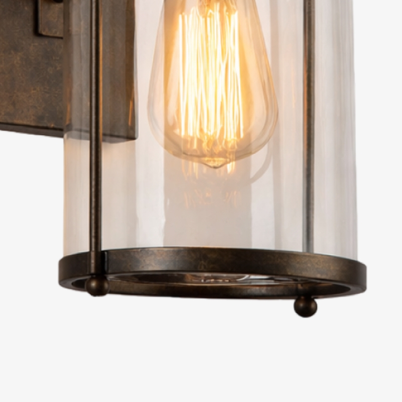 Ivoran Industrial Cylinder Wall Sconce - Glass Shade Design, Modern Wall Lighting U12