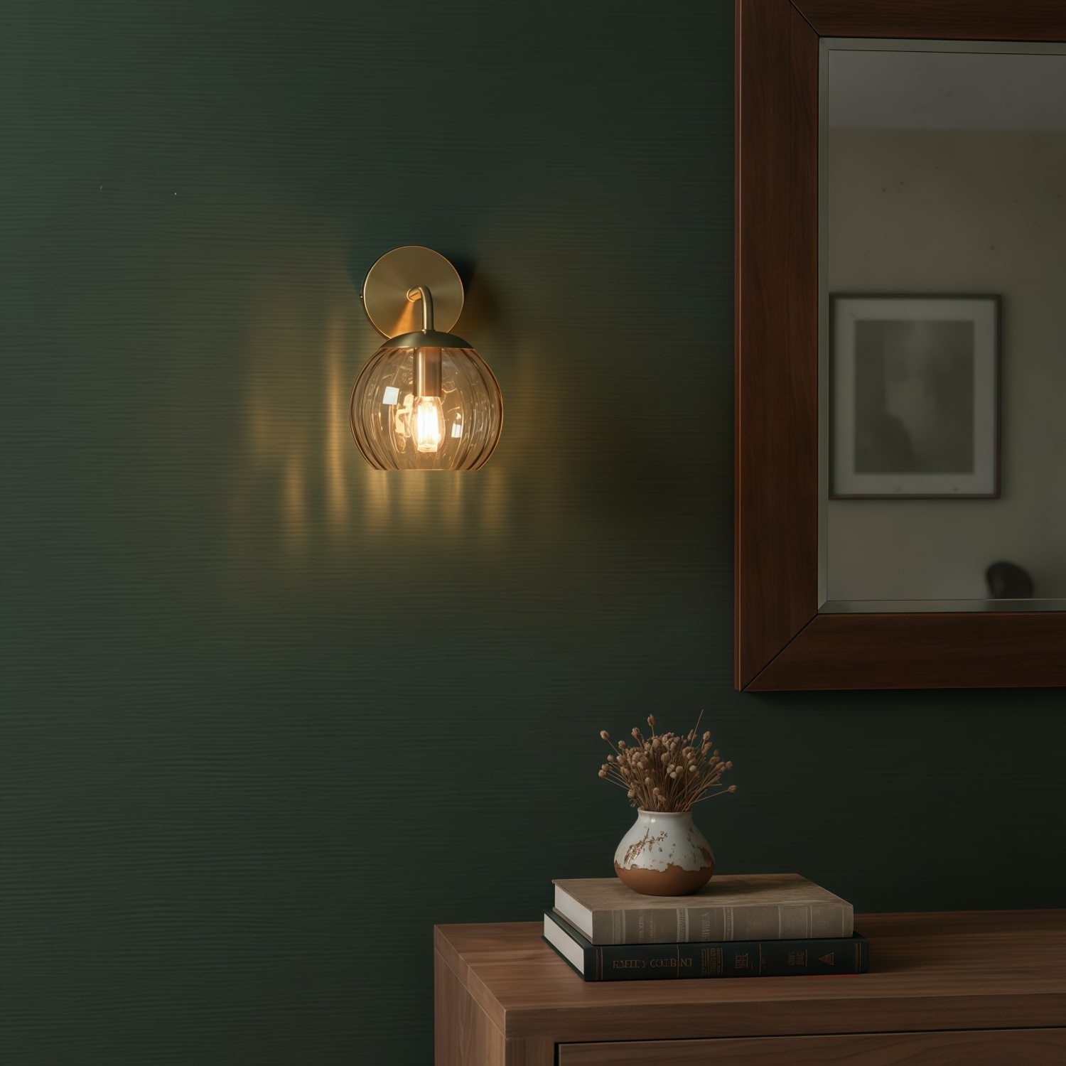 Tracian Brass Textured Glass Wall Lamp - Modern Classic Wall Sconce for Home Interiors & Corridors T837