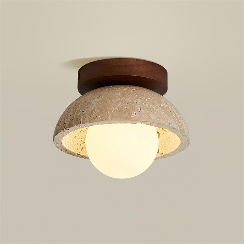 Natural Travertine Bowl Ceiling Light - Vintage for Bathroom M119