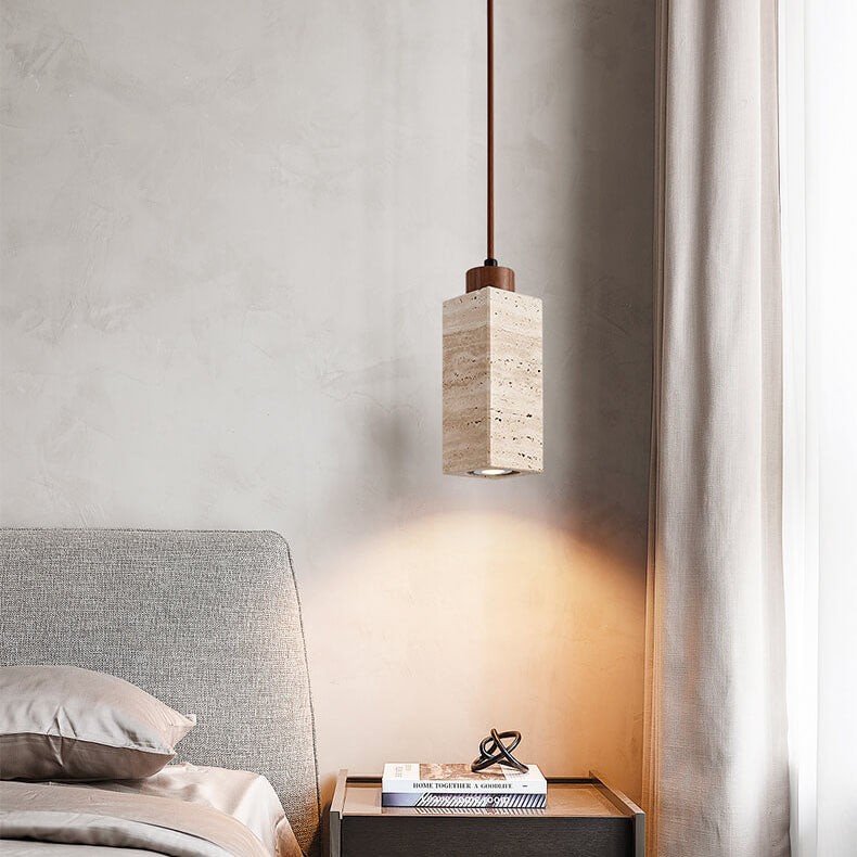 Wabi Sabi Solid Wood Stone Pendant Light G32