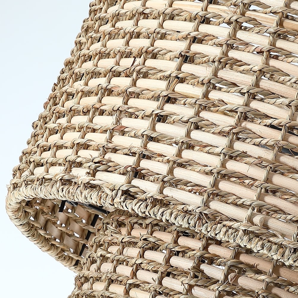 Rattanvo Dual Drum Rattan Pendant – Organic Texture for Dining Areas and Lobbies T1087