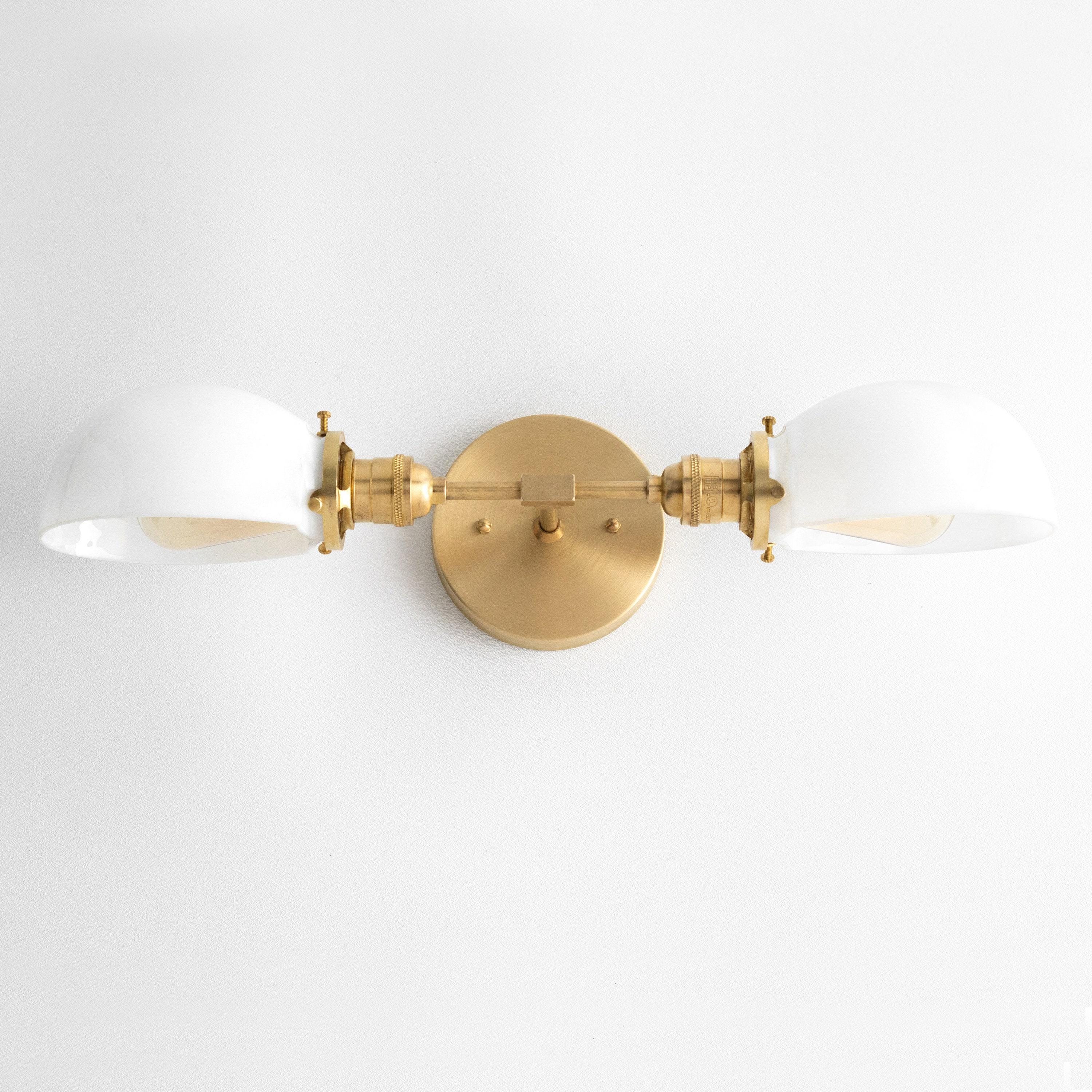 Ornato Luxe Mid-Century Vanity Light - Brass Bathroom Fixture with Opal Glass T326