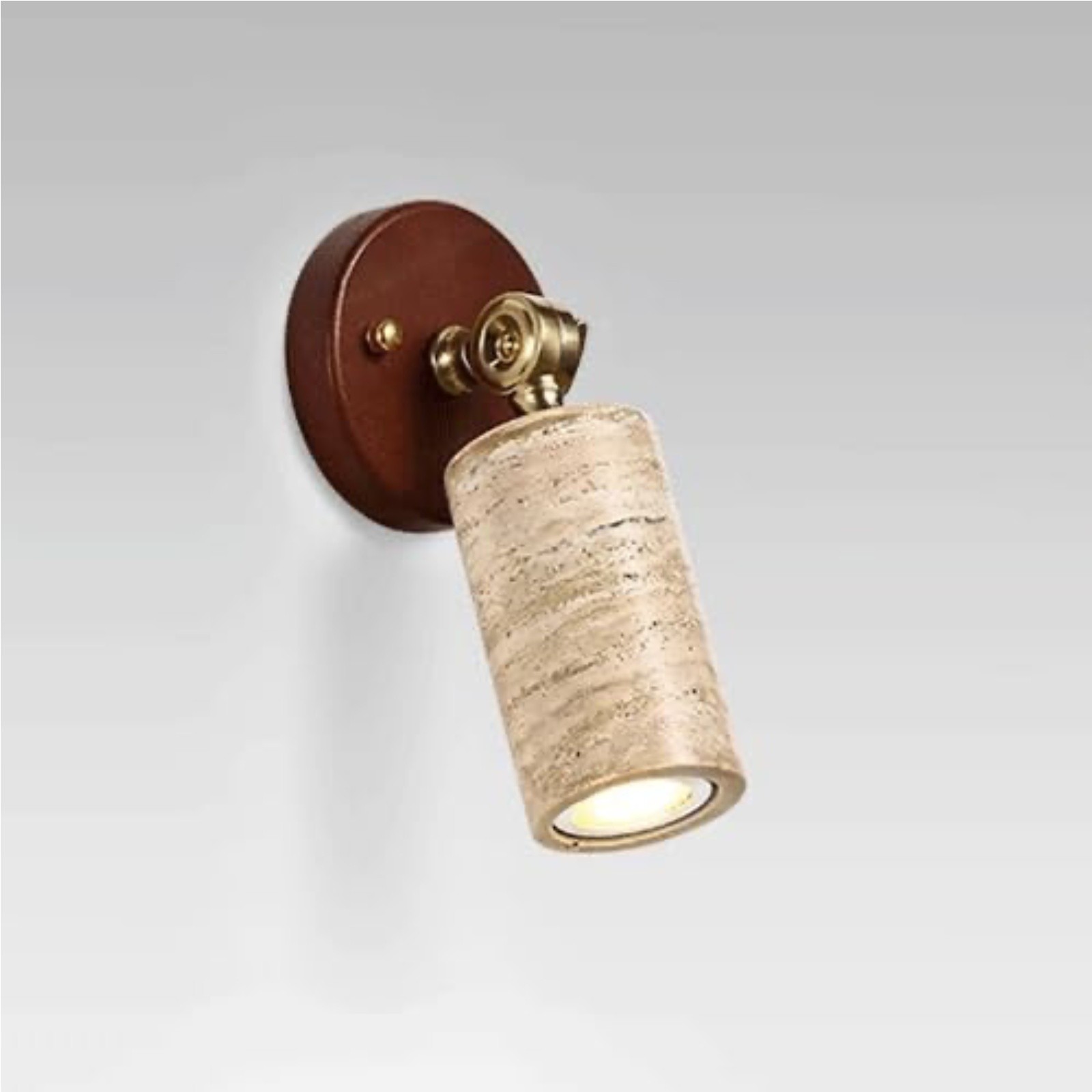 Travertine And Wood Wall Sconce – Rectangular Or Cylindrical Design S320