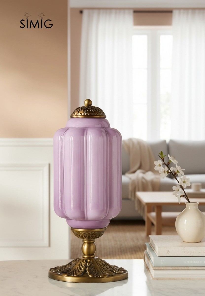 Eloise Curved Glass Retro Table Lamp - Vintage Bedside Lighting G71