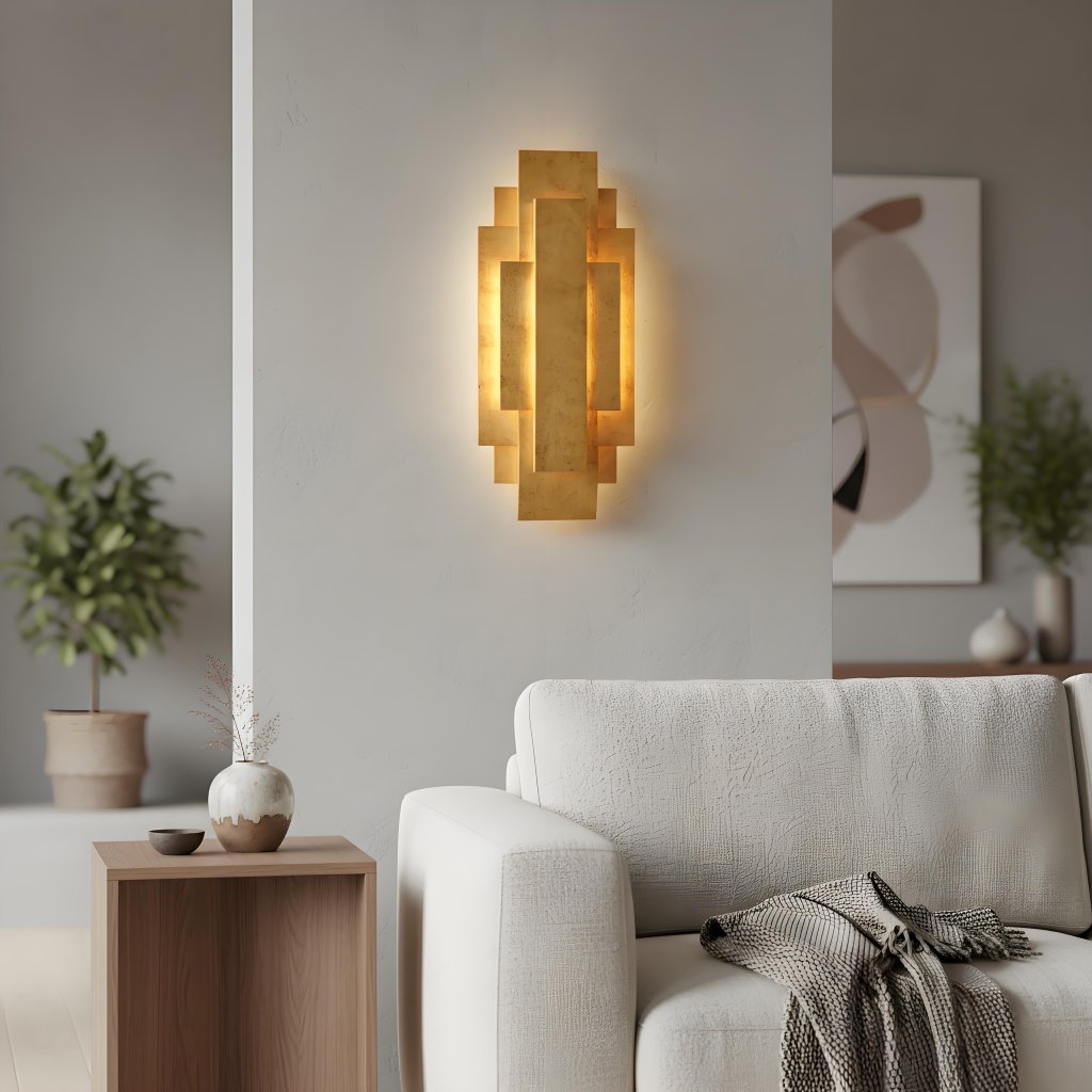 Kelsar Rectangular Wall Lamp - Gold and Silver Finishes for Living Room or Bedroom T1047