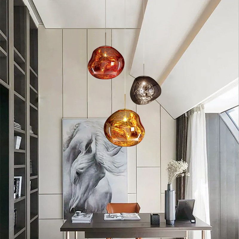 Glass Dynamic Pendant Light - Artistic Metallic Glow Pendant for Dining Area S54