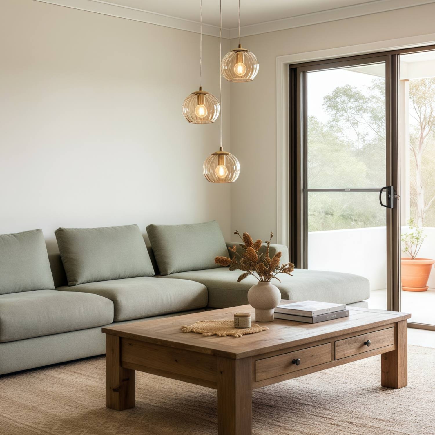 Tracian Dimpled Globes 3-Light Pendant Lamp - Sculptural Amber Lighting Ideal for Lounge or Entryway T1054