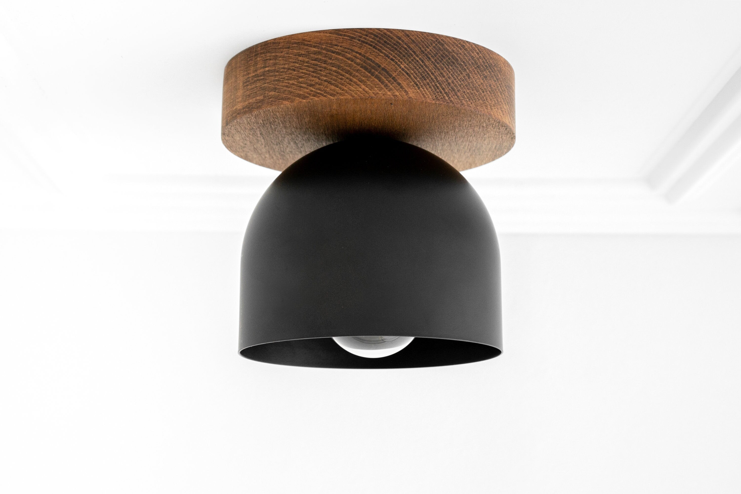 Metio Dome Modern Rustic Ceiling Light - Wooden and Metal Fusion T372
