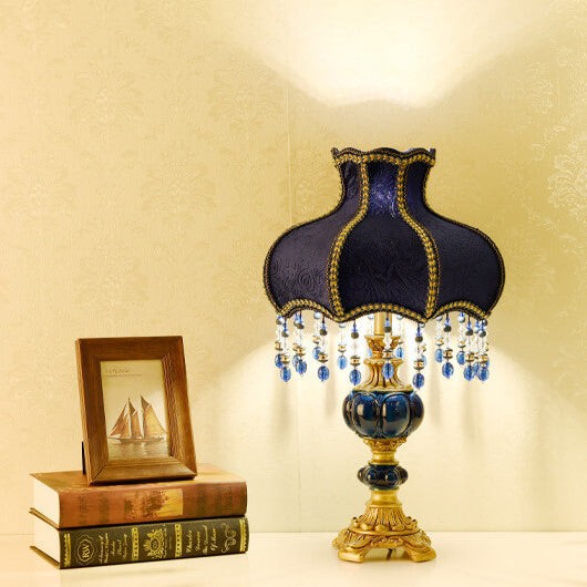 Palace Decoration Design Dark Blue Fabric Table Lamp M498