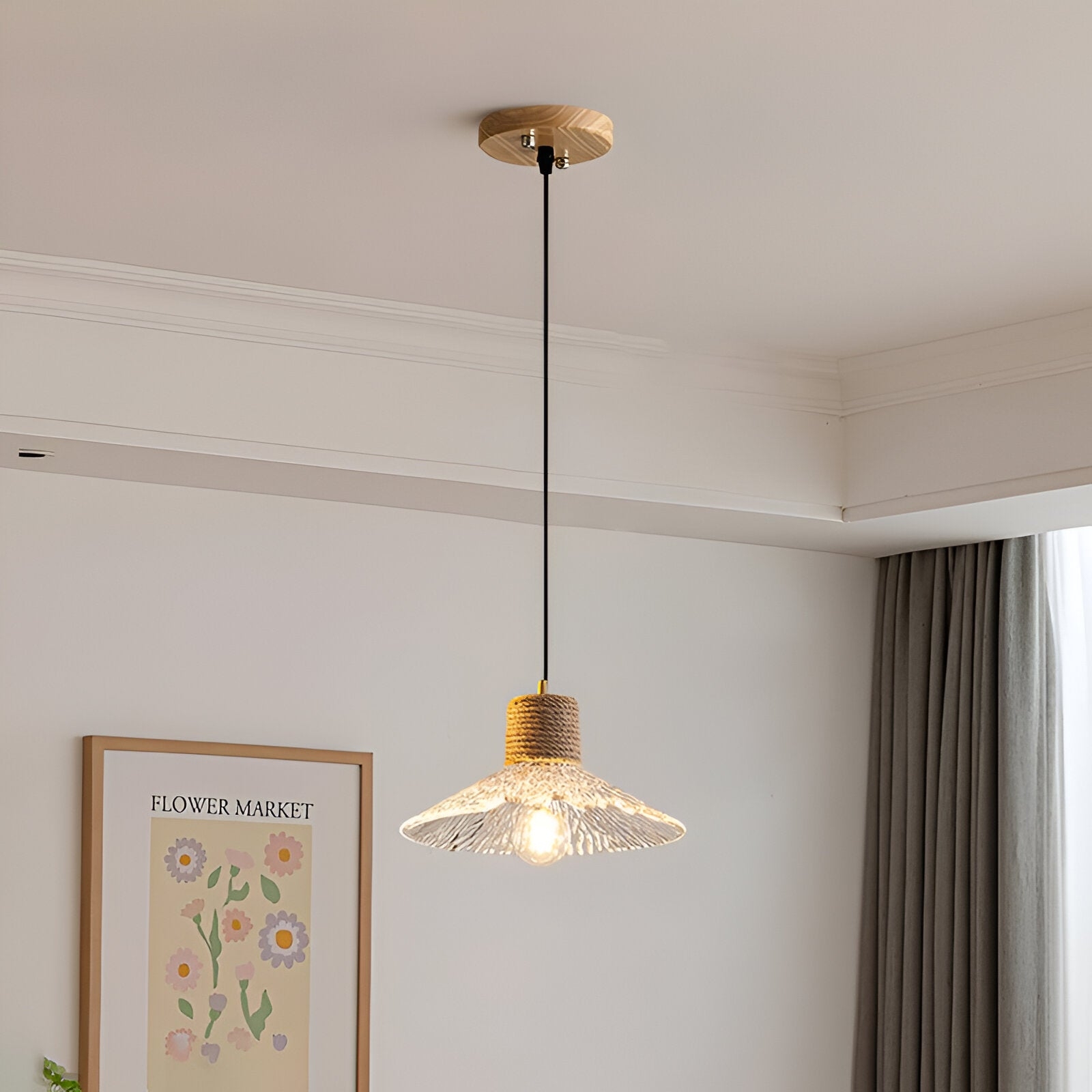 Nordic Hemp Rope Glass Pendant Light T2162